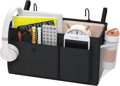 Bedside Caddy Bedside Storage Hanging Organizer for Bunk Dorm Bed Rail | Bed Caddy with Hooks, Top Bunks and Dorm Essentials for Water, Tissues, Tablets, Books, Phones, Remotes and Other Necessories