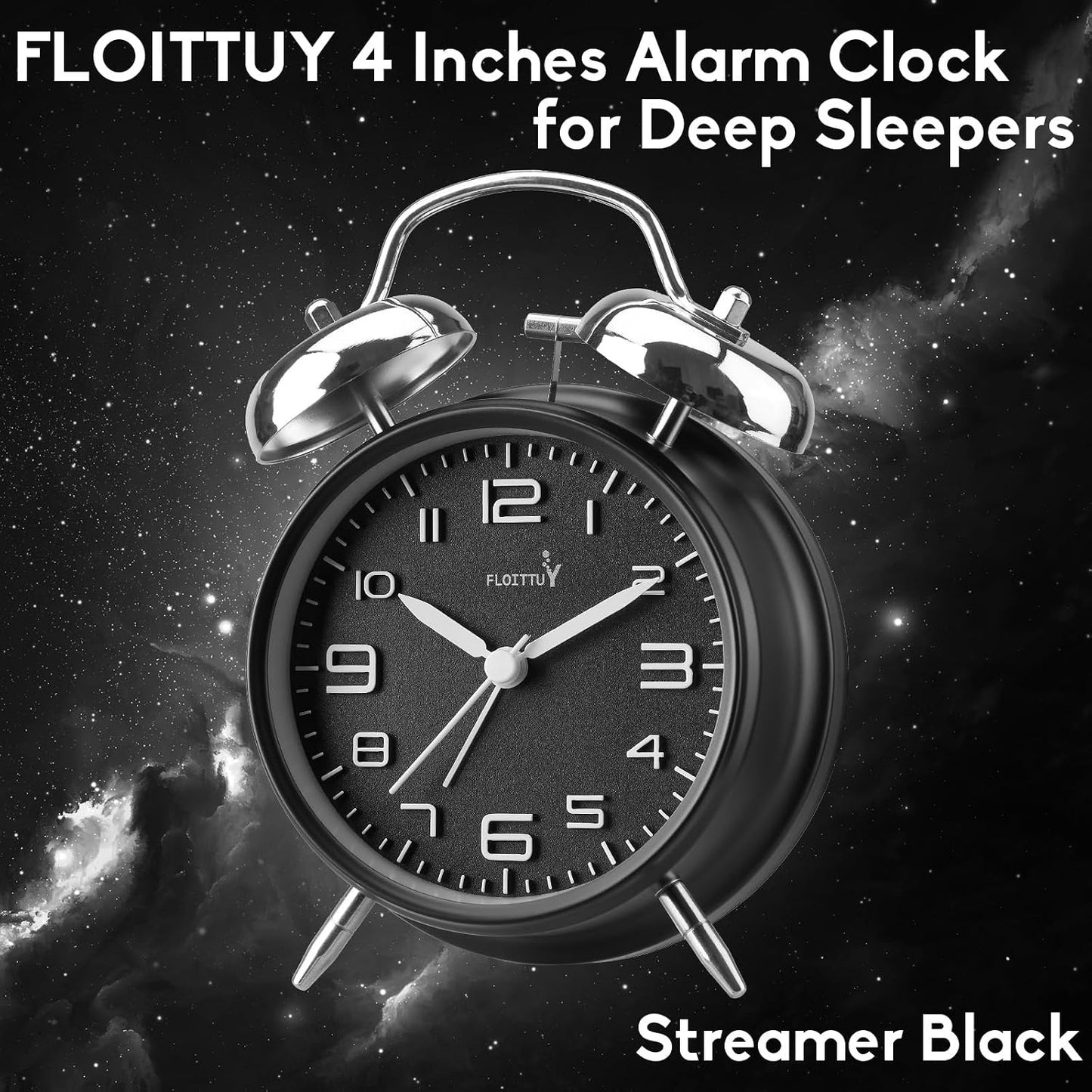 FLOITTUY Loud Alarm for Deep Sleepers 4'' Twin Bell Alarm Clock with Backlight for Bedroom and Home Decoration(Green)