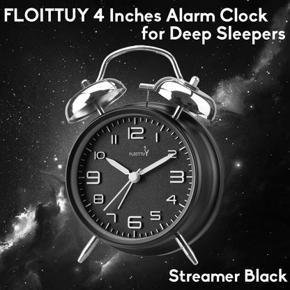 FLOITTUY Loud Alarm for Deep Sleepers 4'' Twin Bell Alarm Clock with Backlight for Bedroom and Home Decoration(Green)