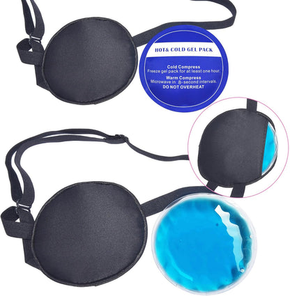 Cooling Eye Patches for Puffy Eyes, Pure Silk Ice Eye Patch, Single Eye Mask, Medical One Eye Cover Cold Hot Therapy Strabismus Lazy Eyes After Surgery Adult Kid Pirate Eyepatch (Black)
