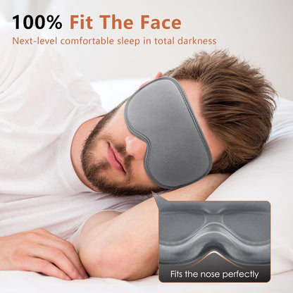 Sleep Mask for Side Sleeper Women Men, Eye Mask for Sleeping Light Blocking, 3D Contoured Cup Sleeping Mask, Soft Breathable Sleep Eye Mask with Adjustable Elastic Strap for Travel (Black01)