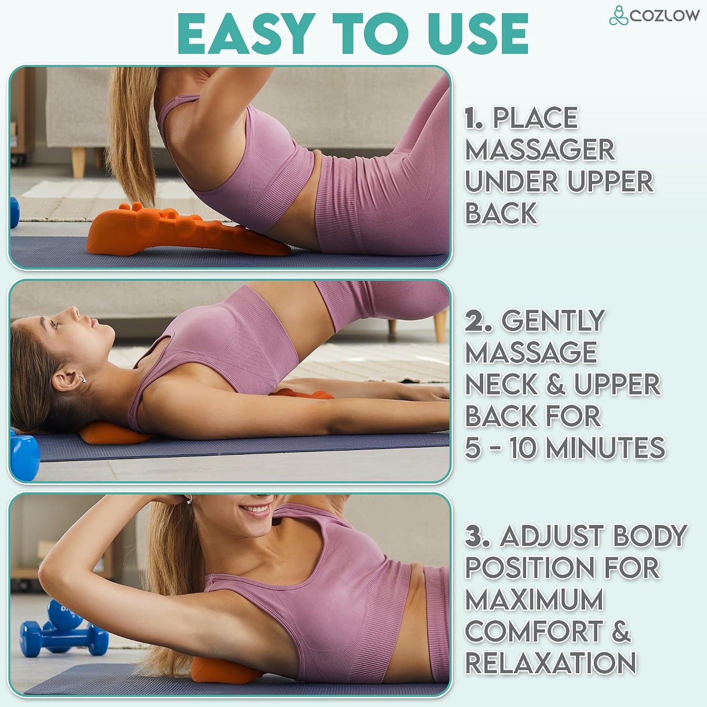 COZLOW - Trapezius Trigger Point Massager - Occipital Release Tool with 14 Massage Nubs - Muscle Knot Remover for Neck + Upper Back Pain Relief - Myofascial Release for Tension + Tight Knots in Spine