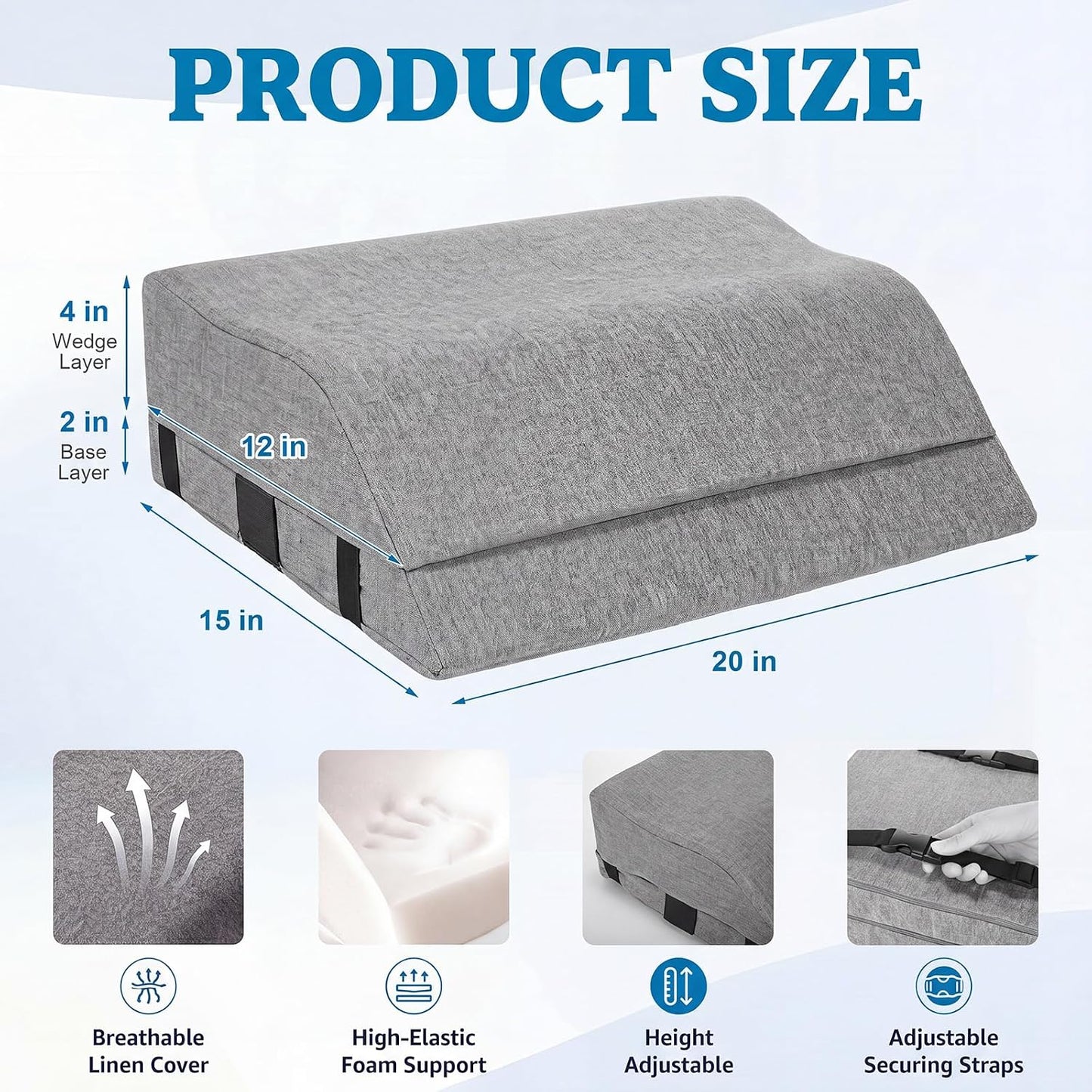 Junkin Adjustable Recliner Leg Rest Cushion Leg Elevation Pillow Linen Foot Rest Cushion Legs Wedge Pillow for After Surgery Sleeping Chair Bed Sofa Couch Blood Circulation