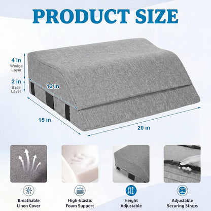 Junkin Adjustable Recliner Leg Rest Cushion Leg Elevation Pillow Linen Foot Rest Cushion Legs Wedge Pillow for After Surgery Sleeping Chair Bed Sofa Couch Blood Circulation