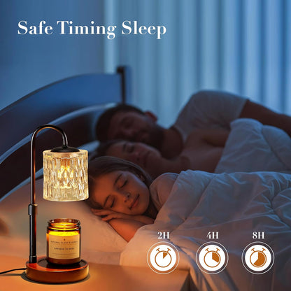 Briever Dimmable Candle Warmer Lamp with Timer, Height Adjustable Electric Candle Wax Warmer, Christmas Birthday Gifts for Women Mom, House Warming Gifts New Home Room Decor, Black Solid Wood Base
