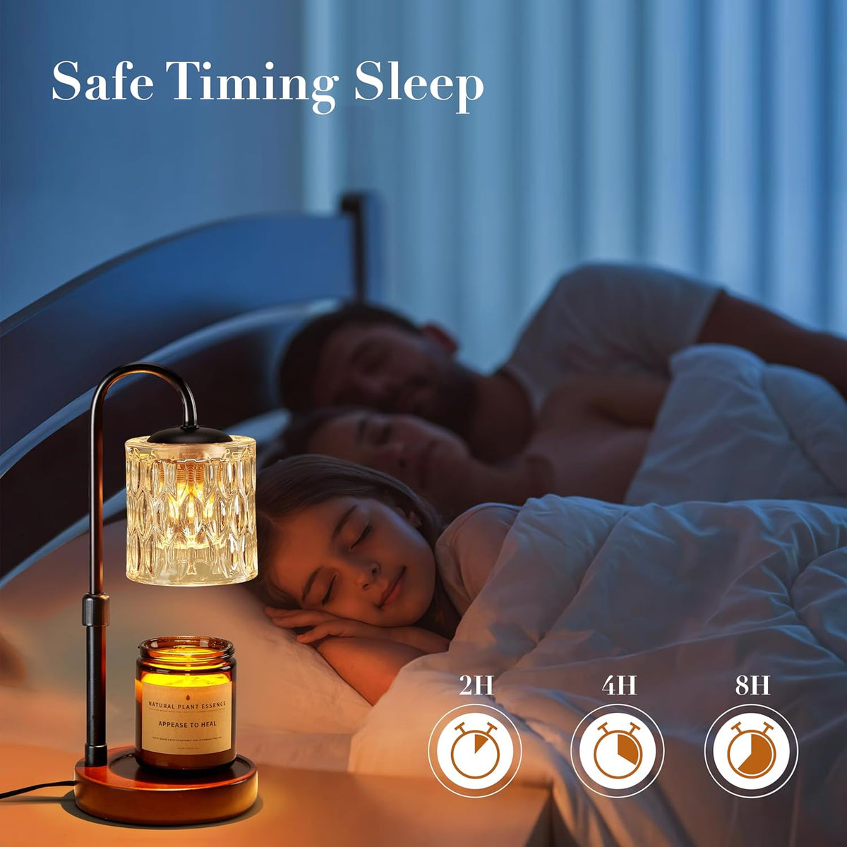 Briever Dimmable Candle Warmer Lamp with Timer, Height Adjustable Electric Candle Wax Warmer, Christmas Birthday Gifts for Women Mom, House Warming Gifts New Home Room Decor, Black Solid Wood Base