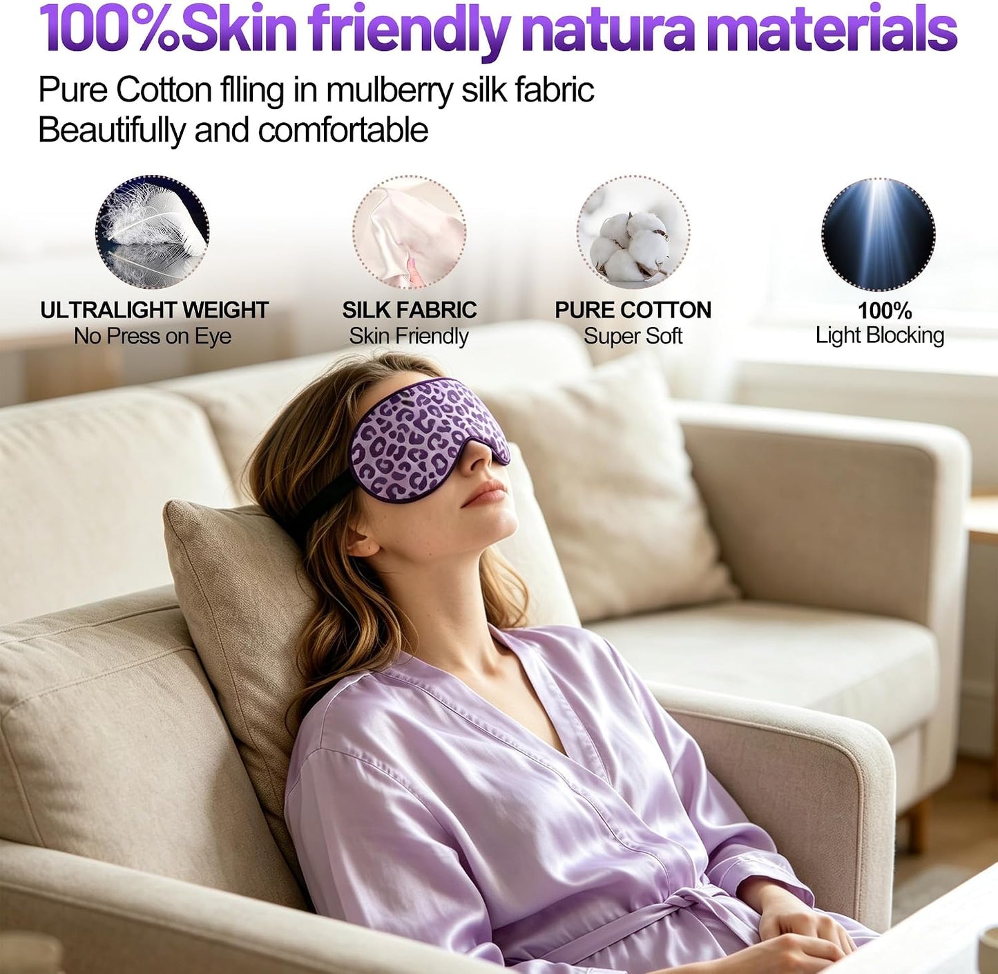 Sleep Mask, Silk Eye Mask for Sleeping with Adjustable Strap, Satin Blackout Sleeping Eye Mask for Men&Women, Comfortable Blindfold Eyeshade for Night Sleep(Black)