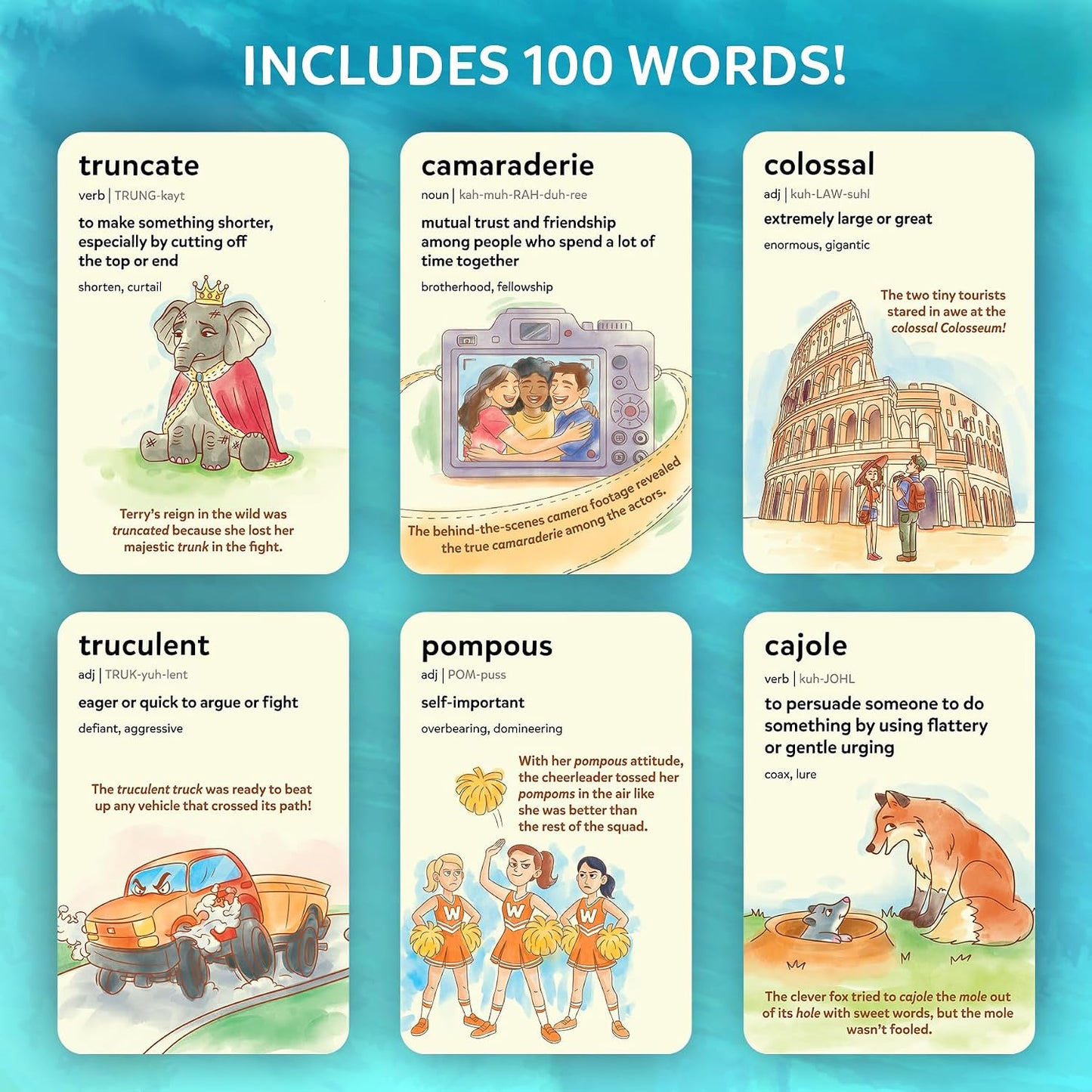 Skillmatics Vocabulary Flash Cards, SAT Prep – Wordables Level 3 | Screen-Free, Spelling Game, Learn 100 words with Wordplay, Visuals, & Soundplay, Learning Gift for Ages 8, 9, 10 & Up