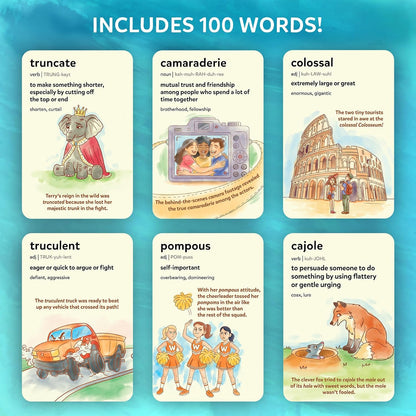 Skillmatics Vocabulary Flash Cards, SAT Prep – Wordables Level 3 | Screen-Free, Spelling Game, Learn 100 words with Wordplay, Visuals, & Soundplay, Learning Gift for Ages 8, 9, 10 & Up