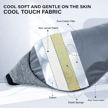Cool Touch Cotton Eye Sleep Mask for Men & Women, Soft Breathable Flexible Fit for Side Sleepers, Adjustable Light Blocking Mask for Sleeping, Airplane Travel & Naps (Black)