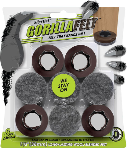 Slipstick Gorilla Felt Furniture Pads (189 Piece Variety Pack) Premium Furniture Pads & Chair Leg Floor Protectors for Hardwood Floors & Hard Surfaces