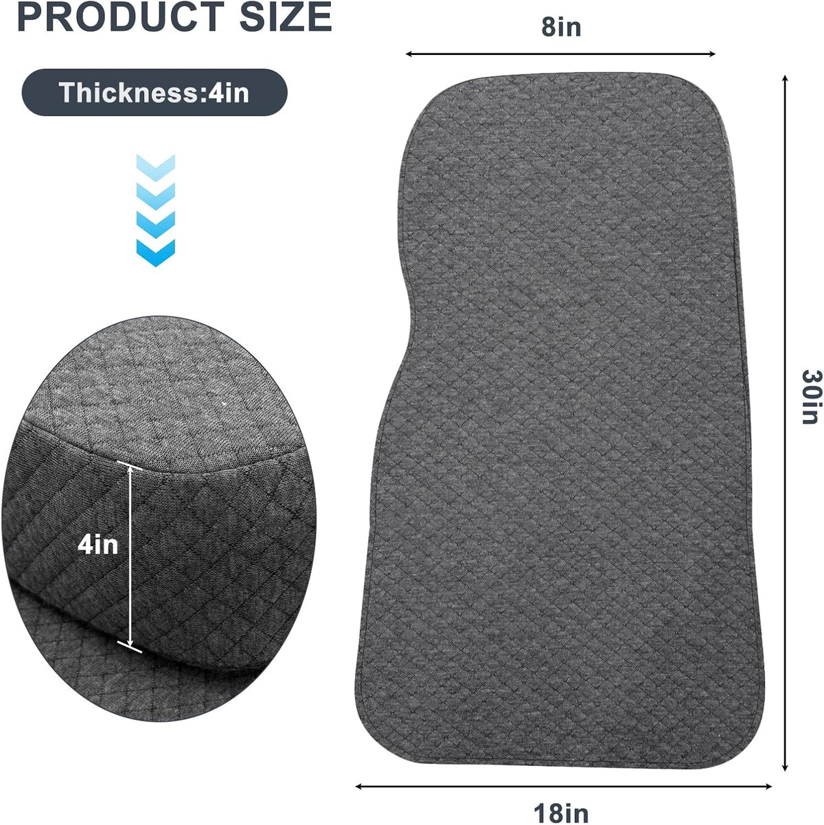 Knee Pillow for Side Sleepers, 100% Memory Foam Filling Leg Pillow for Side Sleeping, 4" Height Leg Pillow for Relieving Leg, Back, and Knee Pain Breathable & Pressure-Relieving Support - 18"x30"x4"