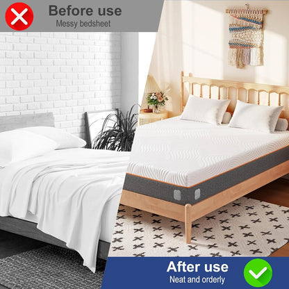 Bed Sheet Holders for Corners: 4 Pack Twist-Lock Clips Keep Sheets Tight Heavy-Duty Grippers Quick Install Fits All Mattresses（Grey）