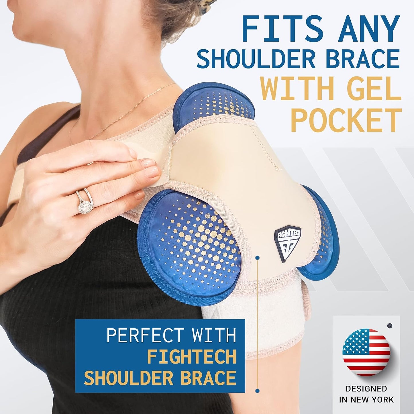 FIGHTECH Reusable Hot and Cold Gel Ice Pack - Hinge Joint, Single Pack | Heat and Cold Therapy Compress for Shoulder Rotator Cuff Knee Back Head Eyes Elbow and Hip - Leak Proof Design