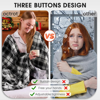 Heated Blanket Electric Throw 50X60 Heating Blanket with 10 Heating Levels 8 Hours Auto Off, Blue Plaid Sherpa Blankets Winter Warmer, Home Decor for Couch Bed Office,Gifts for Mom, Women,Washable