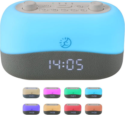 Sleep ZM White Noise Machine with 29 Sounds + 16 Colors Digital Alarm Clock & Amber Night Light for Blue Light Blocking, Gentle Wake Alarm, Sleep Timer & Memory Function for Adults & Kids