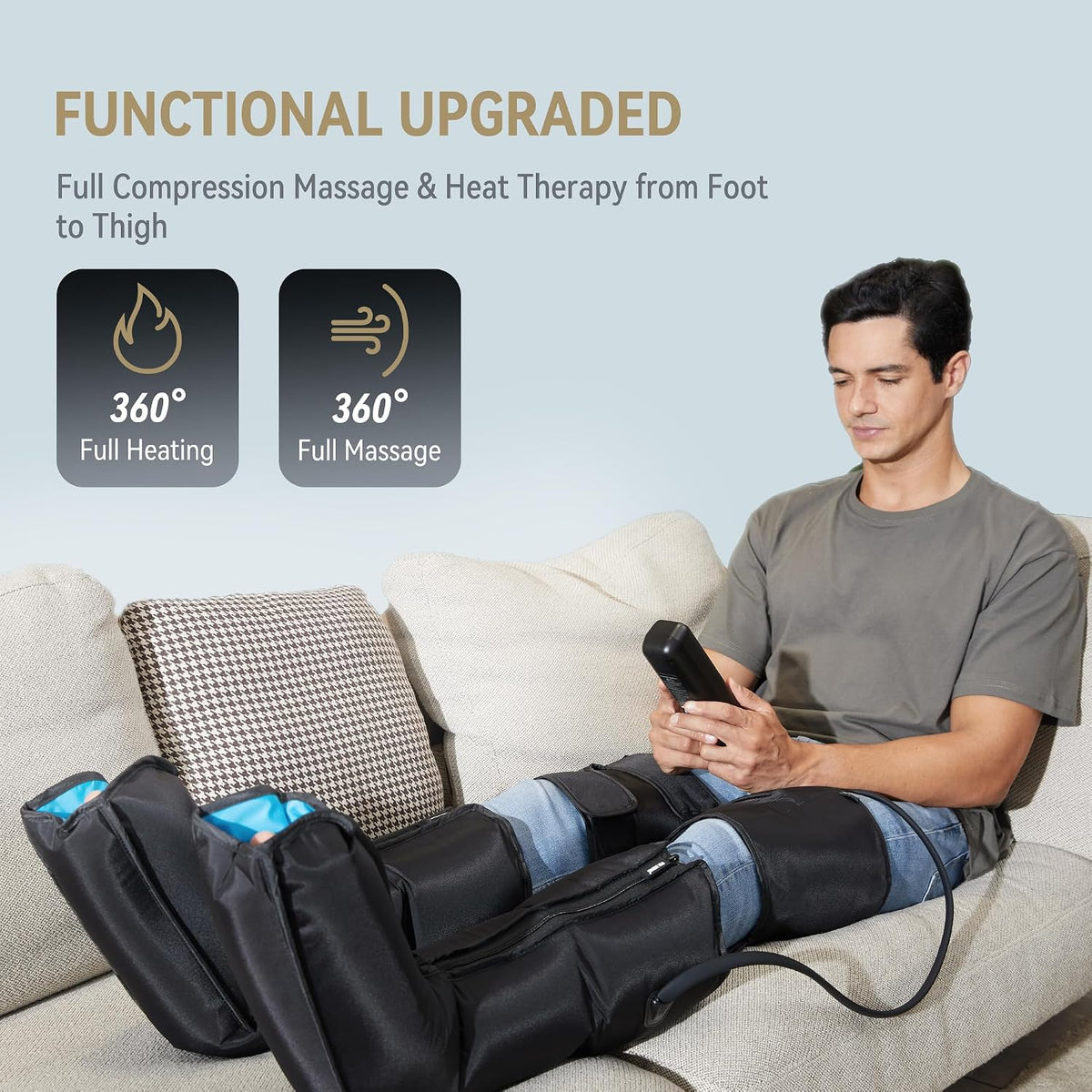 FIT KING Leg Compression Massager with Heat for Circulation and Pain Relief