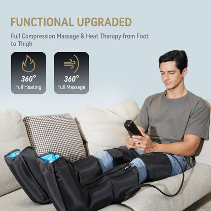 FIT KING Leg Compression Massager with Heat for Circulation and Pain Relief