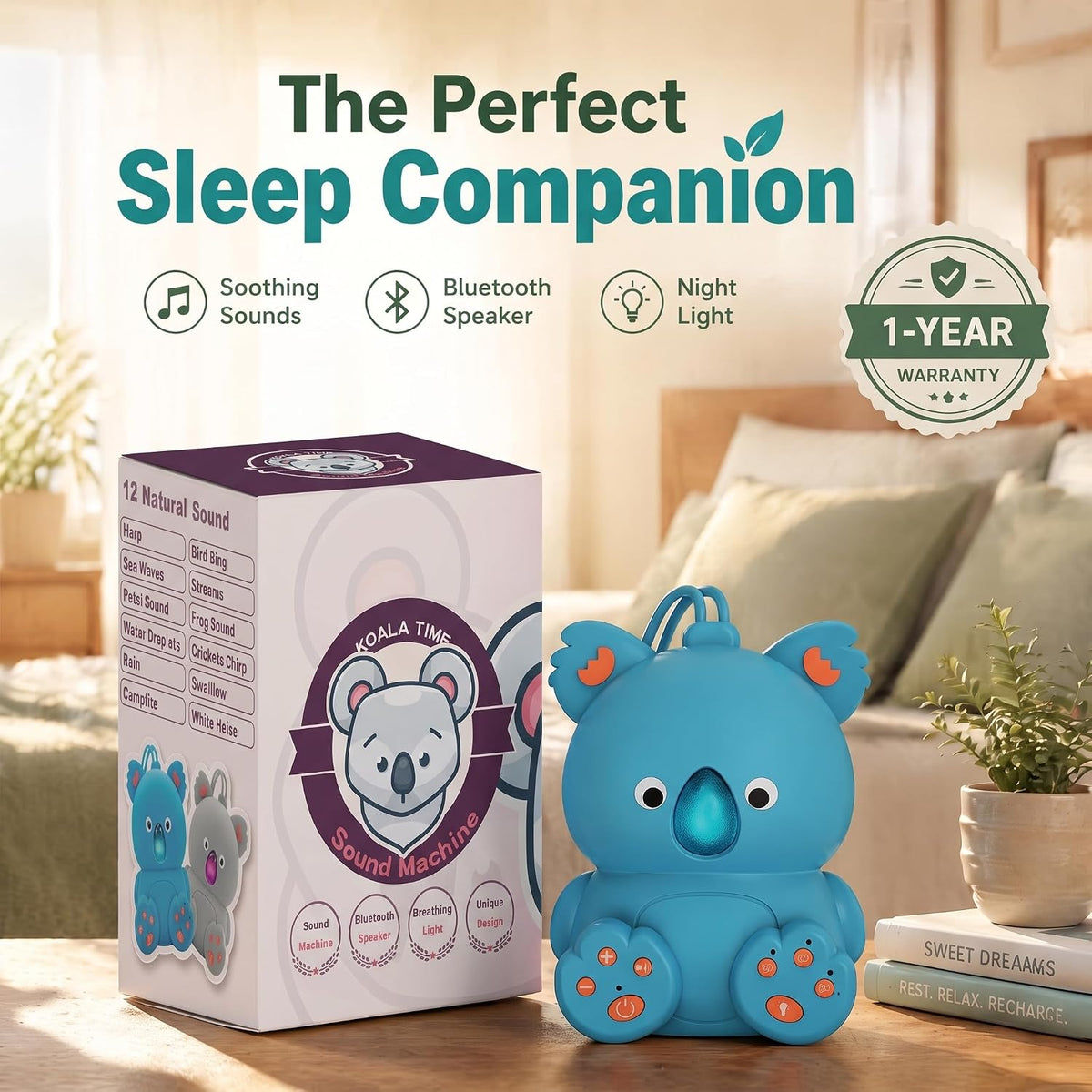 Portable White Noise Machine with Bluetooth Speaker Baby Sound Machine