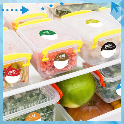 Sayglossy 7000 Pcs Day of Week Label Food Label Monday Through Sunday Management Inventory Sticker Removable Weekly Self Adhesive Date Dot Sticker for Restaurant Kitchen Container (Square)
