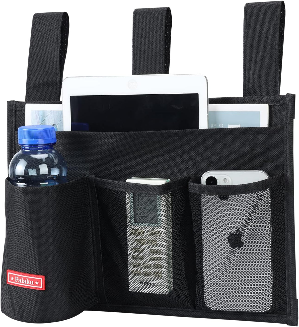 Hanging Bedside Caddy,Bedside Organizer Caddy for Bed Rails(4 Pockets-Grey)