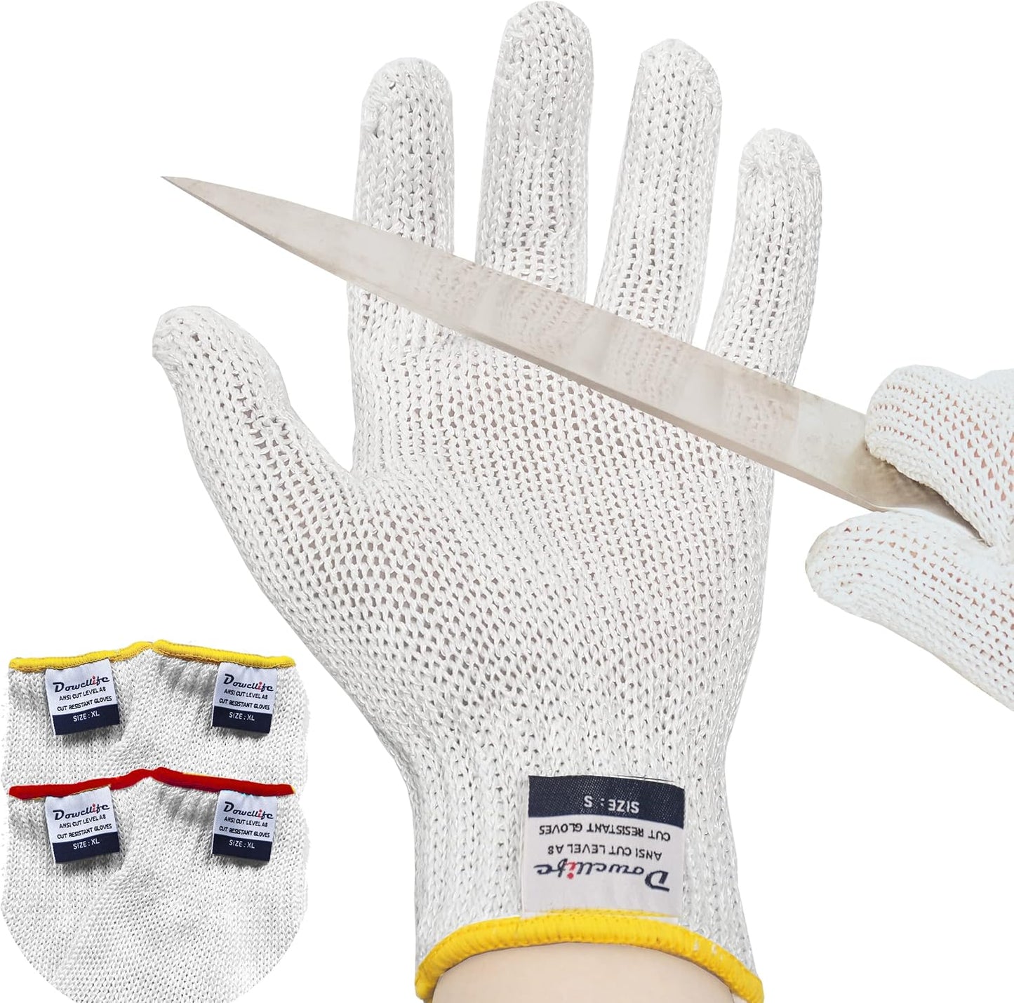 Dowellife Cut Resistant Gloves A9 Maximum Protection - Food Grade Kitchen & Chef Gloves for Food Prep, Knife Cutting, Mandoline Slicing, Butcher, Oyster Shucking, Fish Handling (Medium)