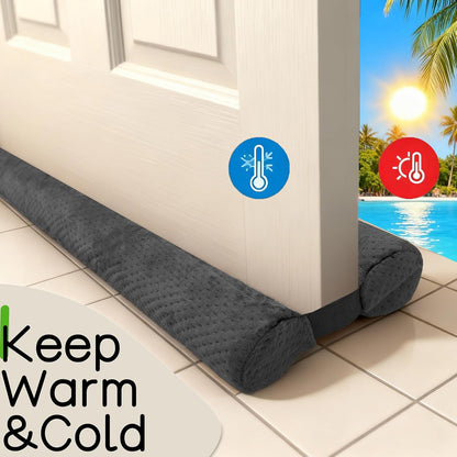 Under Door Draft Stopper, Draft Stopper for Bottom of Door, Adjustable 30-36 Inch Door Draft Blocker, Under Door Gap Filler, Easy Install Door Seal, Helps Reduce Drafts, Noise and Heat Loss Black