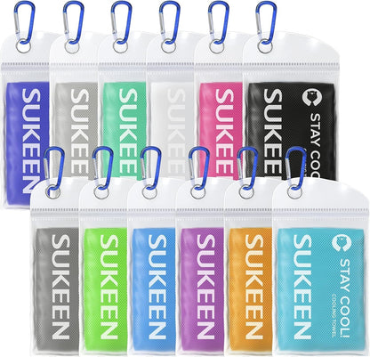 Sukeen Cooling Towels 6 Pack (40"x12"), Cooling Neck Wraps, Ice Towels, Microfiber Breathable Cooling Towel for Hot Weather, Sweat Towel for Gym, Sport, Running, Golf, Workout, Camping, Fitness