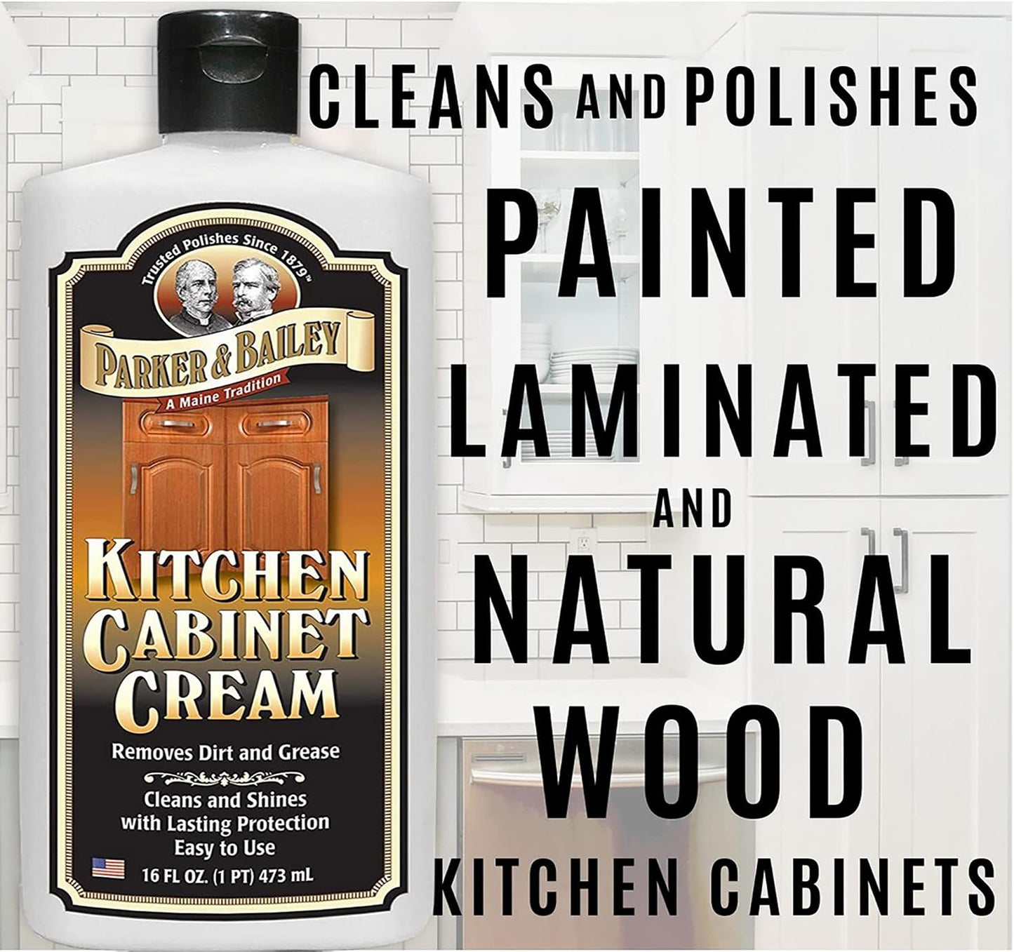 Parker and Bailey Kitchen Cabinet Cream-Wood Cleaner-Grease Remover 16 oz (1) | Wood degreaser that restores and protects cabinets naturally
