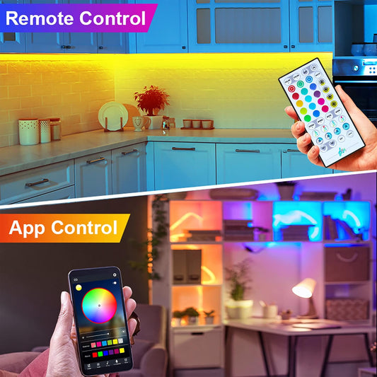 maylit 8 PCS Motion Sensor RGB Under Cabinet Lights Kit, App and Remote Control Led Strip Lights, Music Sync Color Changing Led Lights with Power Adapter, for Cabinet, Counter, Shelf, Bookcase, 13ft | App and Remote Control Led Strip Lights, Music Sync