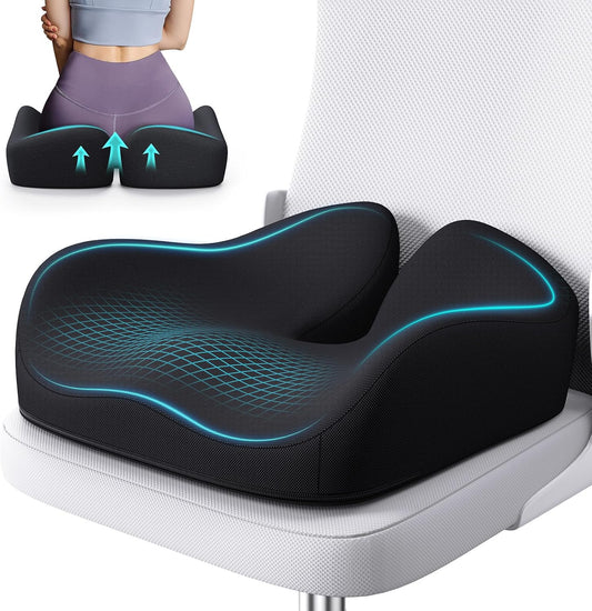 Benazcap Memory Foam Seat Cushion, Ergonomic Office Chair Cushion | Memory foam cushion relieves pressure and supports tailbone comfort for office chairs, cars, wheelchairs and home use.