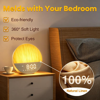 Sunrise Alarm Clock with Sounds Machine:Gentle Wake Up for Heavy Sleepers | Relieve Anxiety Dimmable Clock with Bluetooth Memory for Bedroom - White Noise Machine with 30 Sleep Sounds