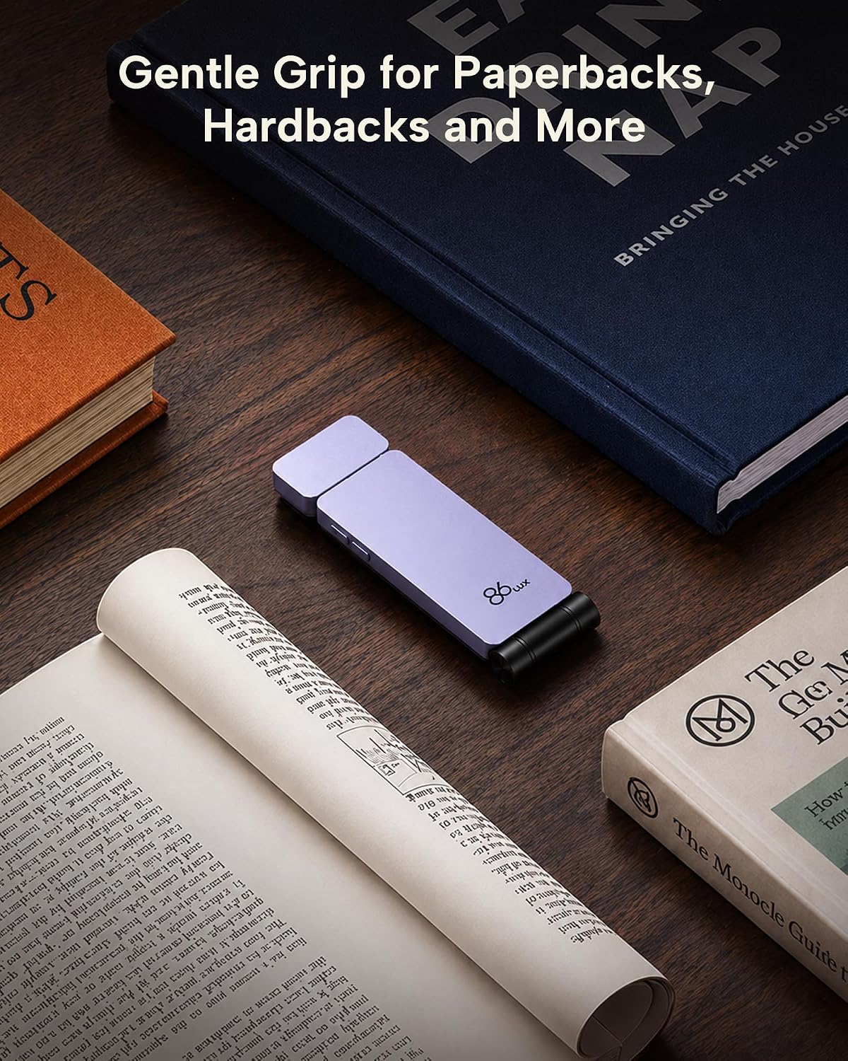 86lux Book Light, Rechargeable Clip-On LED Reading Light for Bed | 3 Color Temperatures with Stepless Dimming, Ultralight Bookmark Design for Book Lovers, Grey