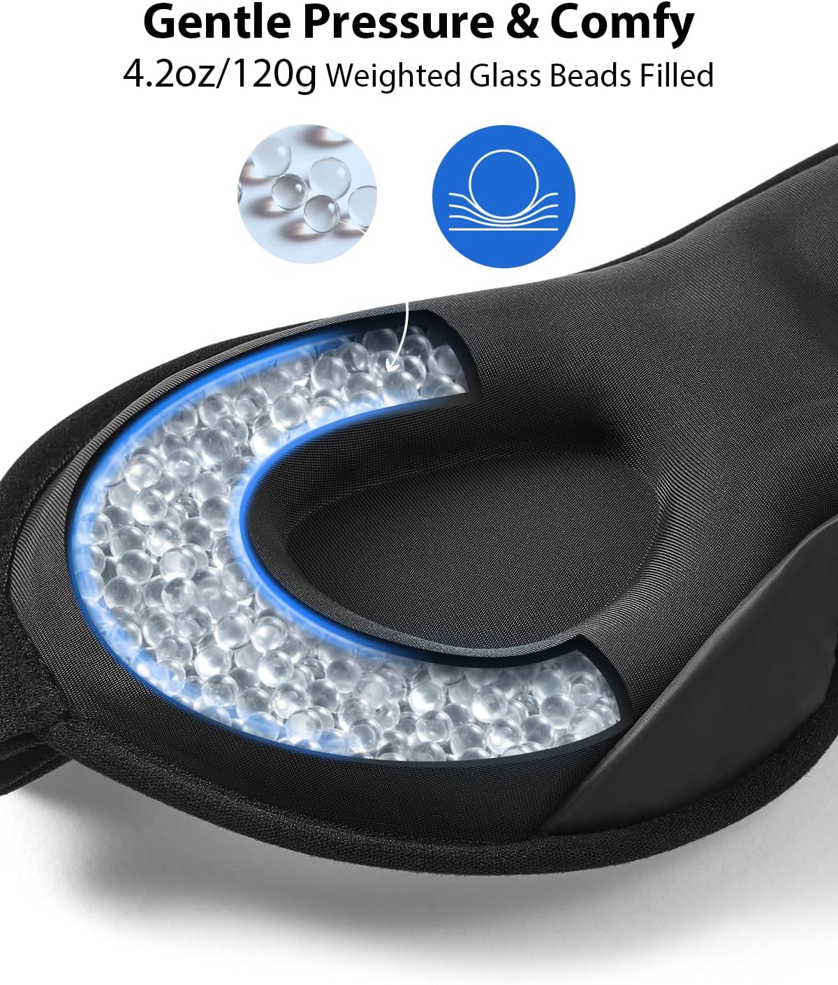 MABAO Weighted Sleep Mask, 100% Blackout Blindfold for Sleeping, Black