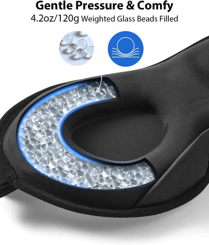 MABAO Weighted Sleep Mask, 100% Blackout Blindfold for Sleeping, Black
