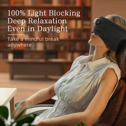 Bluetooth Sleep Eye Mask with Heat – Washable Matte Stretch Fabric, 3 Heat Levels & 15/30/45 Min Timer, Ultra-Thin Speakers, Bluetooth Headphones, Relaxation Gift for Men & Women