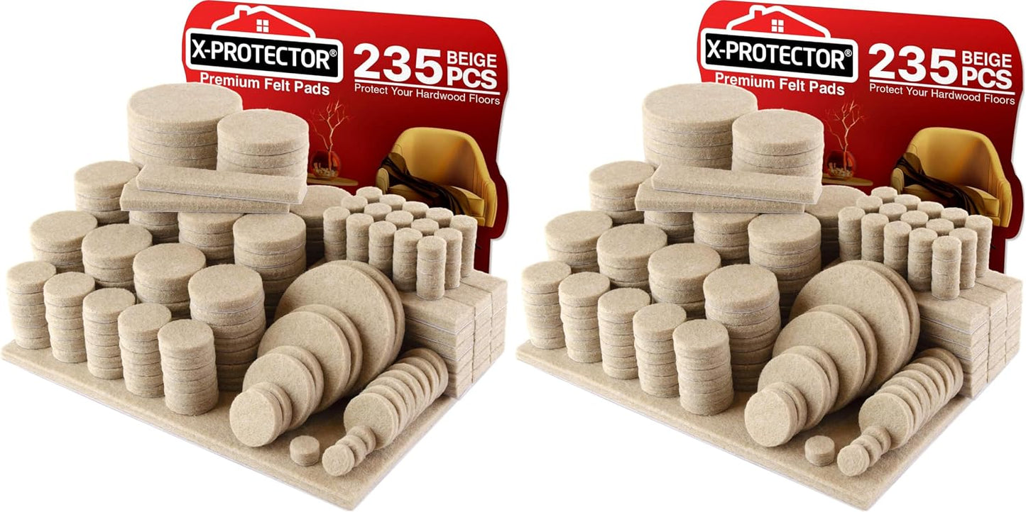 Felt Furniture Pads X-PROTECTOR 235 PCS Premium Furniture Pads - Felt Pads Furniture Feet Best Wood Floor Protectors - Protect Your Hardwood & Laminate Flooring! | Furniture Feet Best Wood Floor Protectors - Protect Your Hardwood & Laminate Flooring!