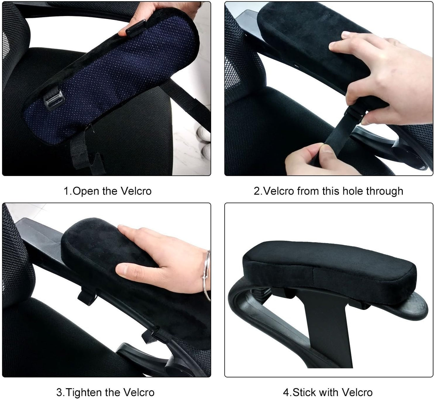 Memory Foam Chair Armrest Pad, Comfy Office Chair Arm Rest Cover for Elbows and Forearms Pressure Relief(Set of 2)