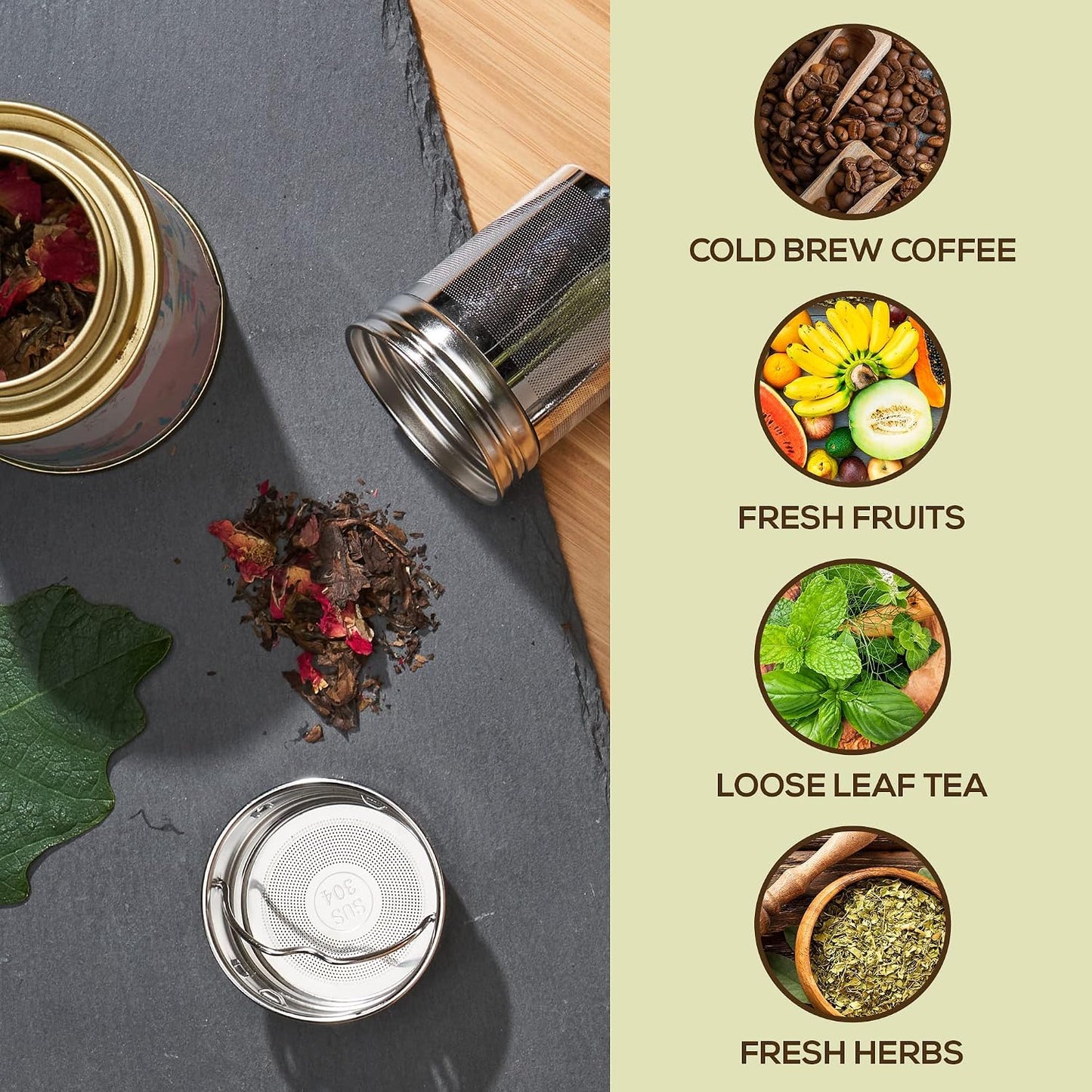 Leaflife Premium Bamboo Tea Infuser Bottle for Loose Tea - Tea Gifts