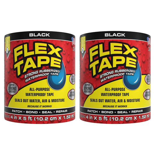 Flex Tape, Original Thick Flexible Rubberized Waterproof Tape - Seal and Patch Leaks, Works Underwater, Indoor Outdoor - Home RV Roof Plumbing and Pool Repairs, Clear, 4 in x 5 ft, Pack of 1