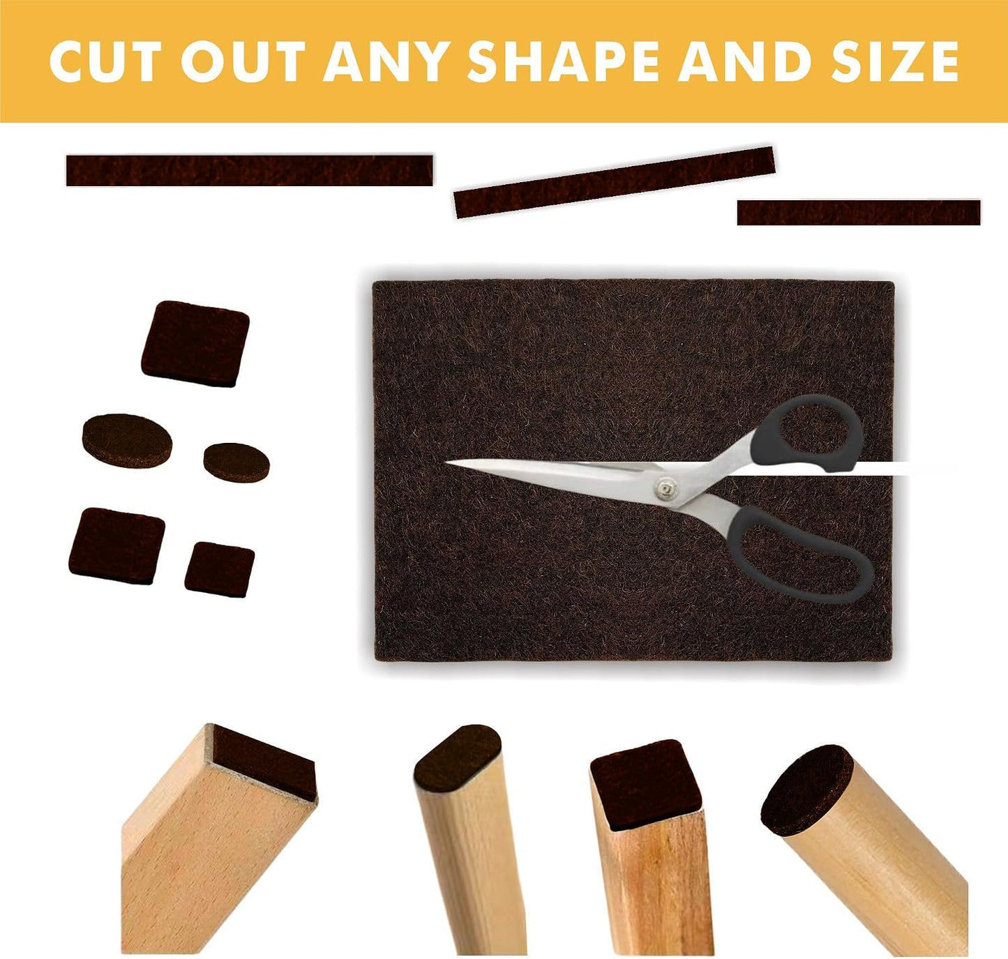 Felt Furniture Pads Self-Adhesive for Hardwood Floors, 8pcs 8" x 6" x 1/5" Cuttable Furniture Pads Square Furniture Movers, Floor Protector Cut into Any Shape, Beige