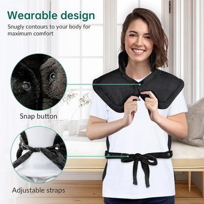 Snailax Heating Pad for Neck and Shoulders and Back, Large Heating Pad for Neck and Shoulders, Electric Heated Wrap, 6 Heat Settings & Auto Shut Off, Washable,Gifts