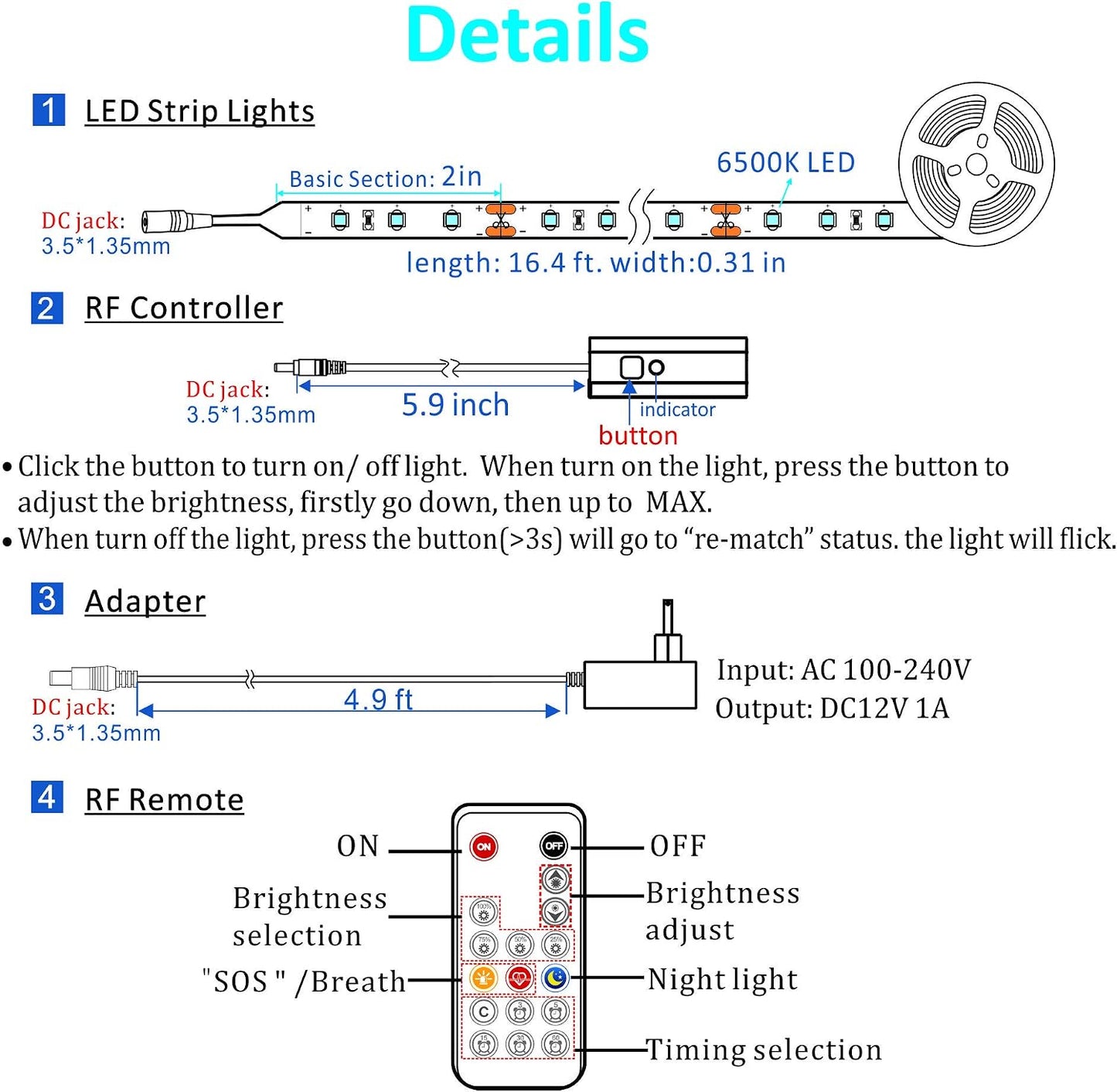 WOBANE 16.4ft Motion Sensor LED Strip with Remote,Warm White Tape Lighting | Dimmable LED Strip Lights for Kitchen, Under Cabinet, Bedroom, Shelf, Bed, PIR Function,Night Light,Adapter,3000K Warm White