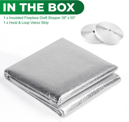 Forestchill Fireplace Cover, 3-Layer Insulation Fireplace Draft Stopper with Velcor, Keep Drafts Out & Prevent Heat Loss, 39" x 55", Easy Cut to Fit