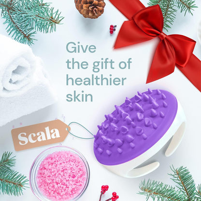 Scala Cellulite Massager Silicone, Bath Scrubber for Smoother Skin Pink | Silicone nodules exfoliate, cellulite remover, body massager Tool, exfoliator, fat roller use with creams and Oils