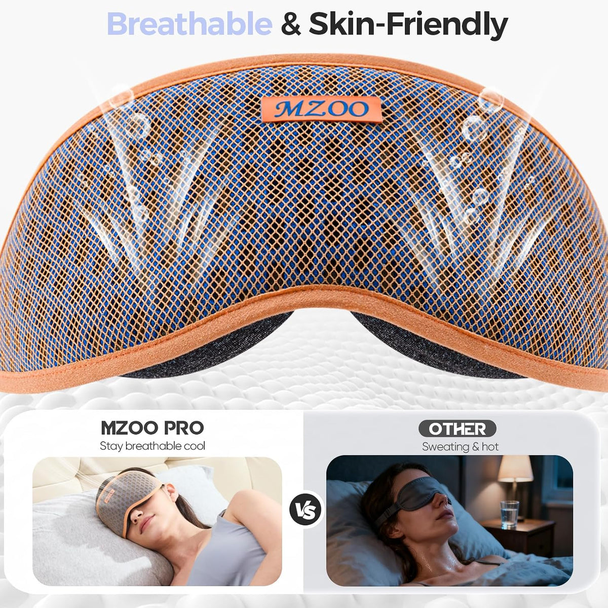 MZOO Pro Breathable Blackout Sleep Mask, Gift for Women Men