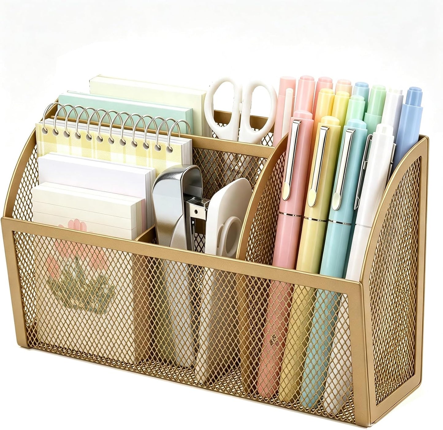 Magnetic Pencil Holder, Magnetic Organizer for Locker Accessories, Black | Mesh Marker Holder with Strong Magnets and 3 Compartments for Whiteboards Refrigerators and Magnetic Lockers