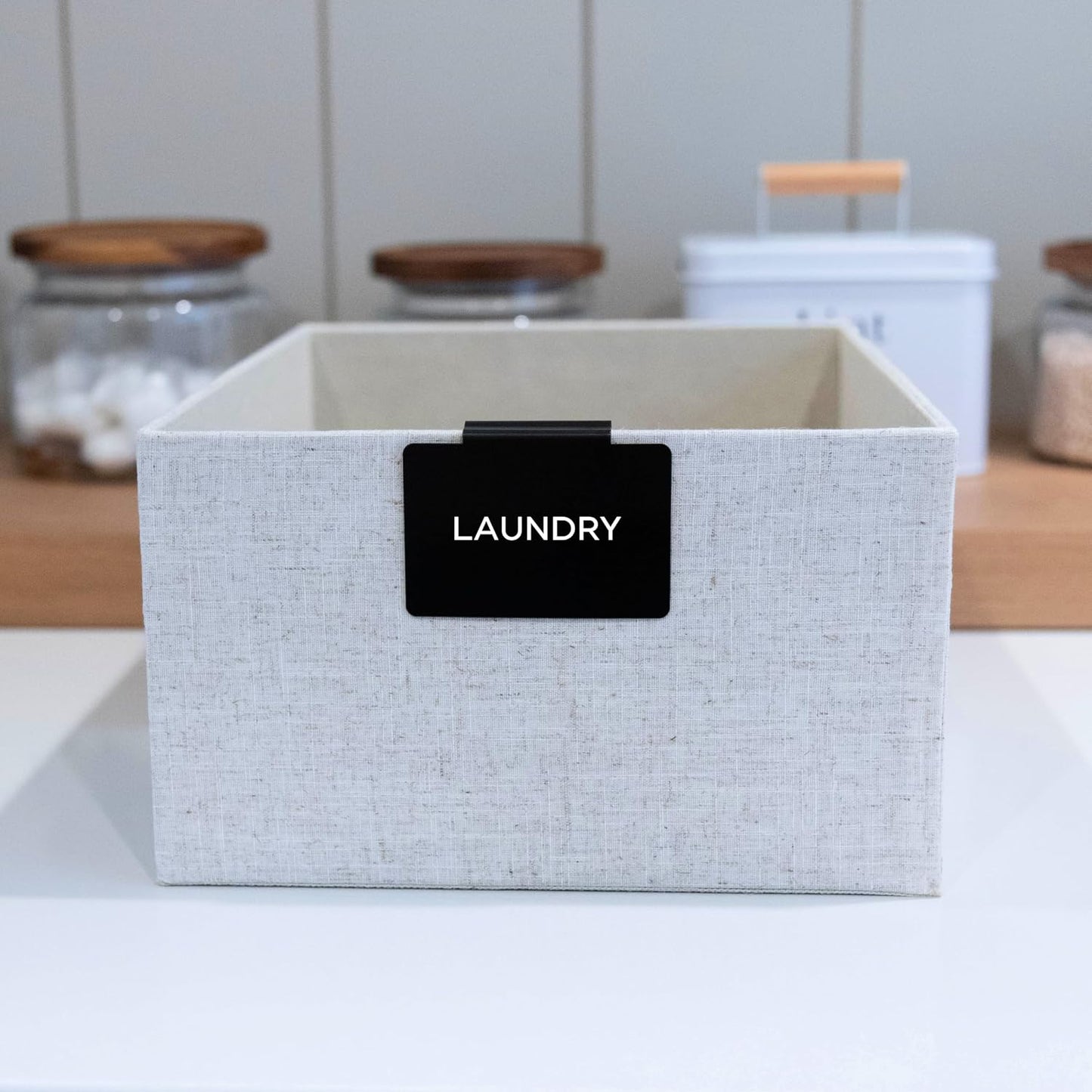 Storage Bin Label Holders Clip-On – 10 Pack Metal Basket Labels for Pantry, Baskets, Shelves & Organization Bins, 3.5” x 2.5