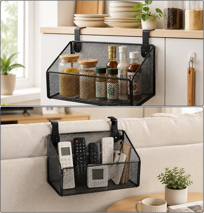 2 Pcs Hanging Bedside Caddy Shelf for Bunk Bed College Dormroom Essentials | with 10 Pairs Hooks, for Back to School Railing Office Cubical Walls Hospital Bed Book Phones Drinks Plan