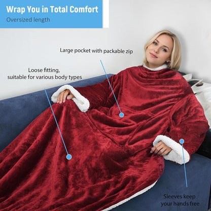 Catalonia Sherpa Wearable Blanket with Sleeves Arms